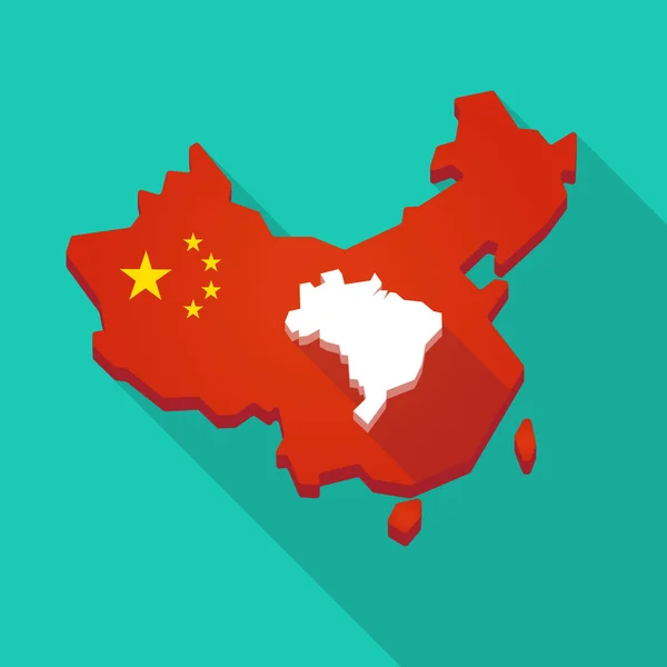 Mappa della Cina con una mappa del Brasile — Vettoriale Stock