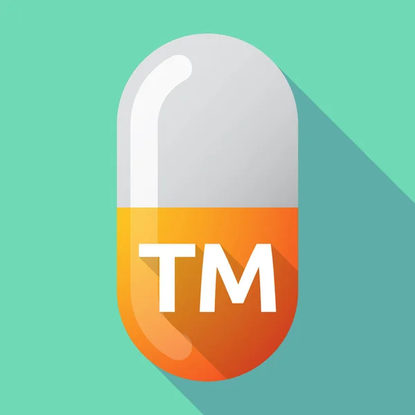Lange Schatten medizinische Pille mit dem Text tm — Stockvektor