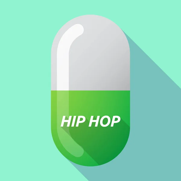 Sombra larga píldora médica con el texto HIP HOP — Archivo Imágenes Vectoriales