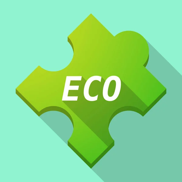 Lange schaduw raadselstuk met de tekst Eco — Stockvector