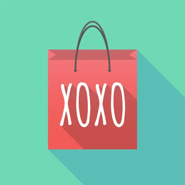 Long shadow shopping bag with    the text XOXO — Stock Vector