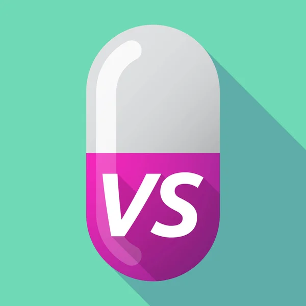 Long shadow medical pill with    the text VS — Stock Vector