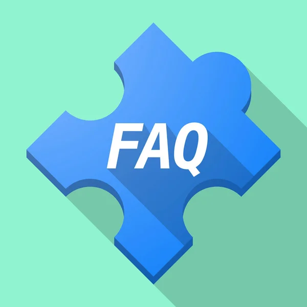 Long shadow puzzle piece with    the text FAQ — Stock Vector