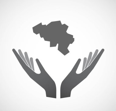 Belçika Haritası sunan izole eller