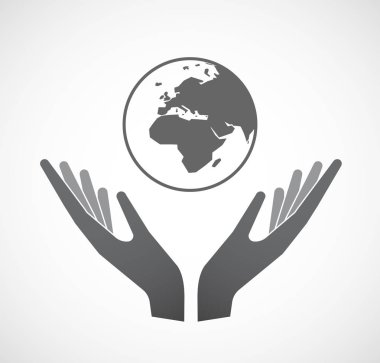 Asya, Afrika ve Avrupa bölgeleri wor sunan izole eller