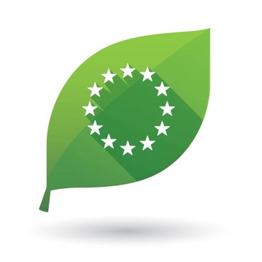 AB bayrağı yıldız ile izole yeşil yaprak