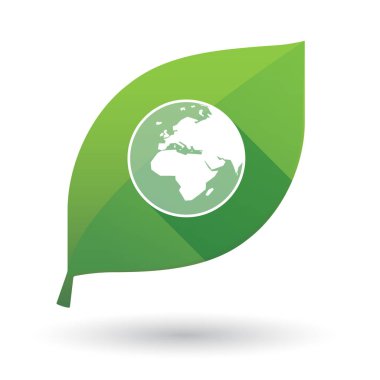 İzole bir Asya, Afrika ve Avrupa bölgeleri ile yeşil yaprak wo