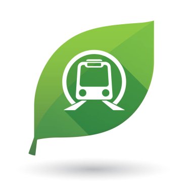 Bir metro tren simgesiyle izole yeşil yaprak