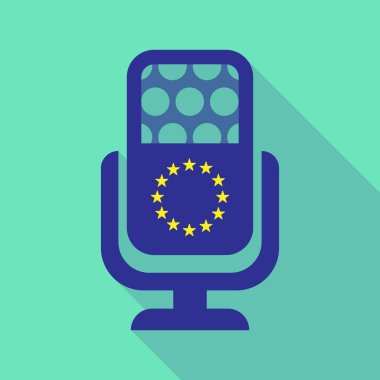 Uzun gölge mikrofon ile AB bayrağı yıldız