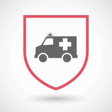 Bir ambulans simge ile izole kalkan