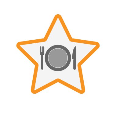 Bir tabak, bıçak ve çatal simgesi ile izole yıldız