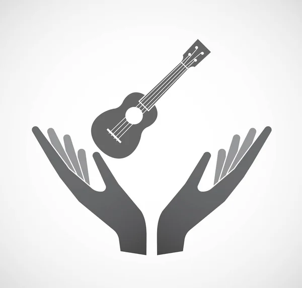 Izolované ruce nabízí ukulele — Stockový vektor