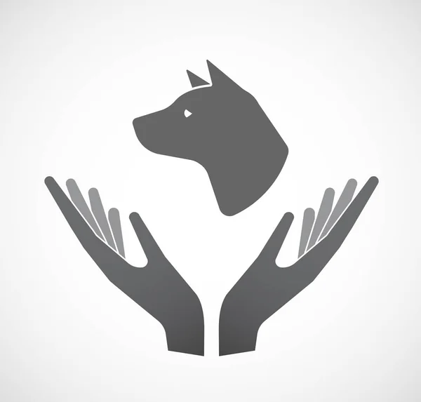 Mani isolate che offrono una testa di cane — Vettoriale Stock