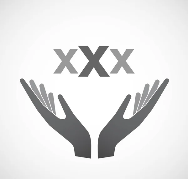 Mani isolate che offrono un'icona XXX lettera — Vettoriale Stock