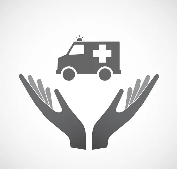 Απομονωμένα τα χέρια προσφέροντας ένα εικονίδιο ασθενοφόρο — Διανυσματικό Αρχείο
