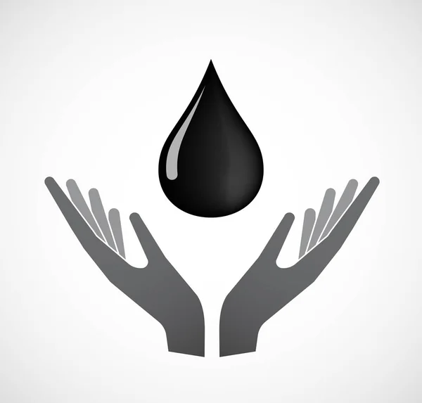 Izolované ruce nabízí ikona kapka ropy — Stockový vektor