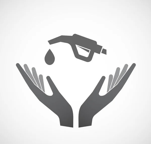 Isolerade händer erbjuder en gas slang ikon — Stock vektor