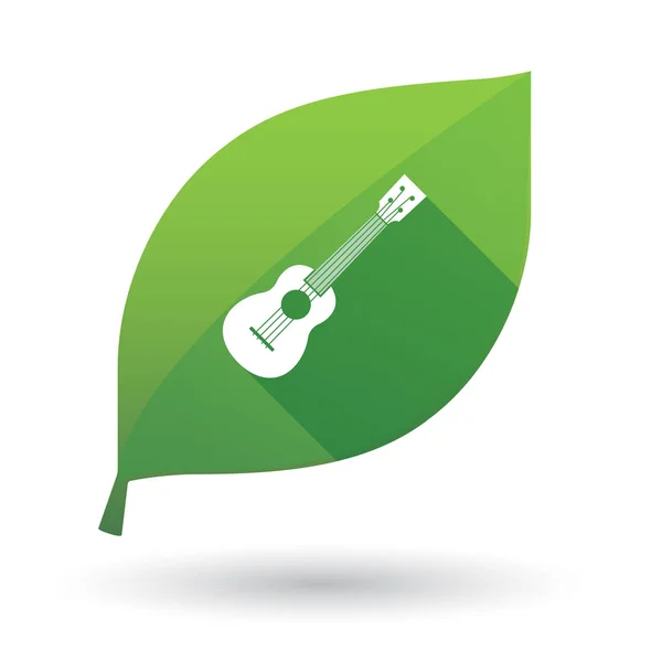 Izolované zelený list se ukulele — Stockový vektor