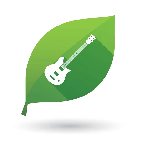 Feuille verte isolée avec guitare électrique — Image vectorielle