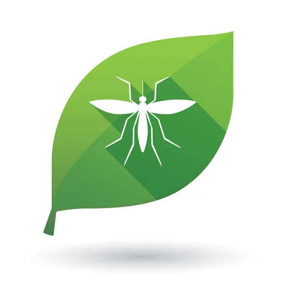 Isoliertes grünes Blatt mit einer Mücke — Stockvektor