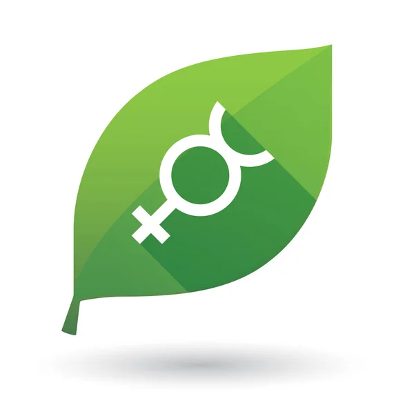 Απομονωμένη πράσινο φύλλο με το σύμβολο του πλανήτη Ερμή — Διανυσματικό Αρχείο