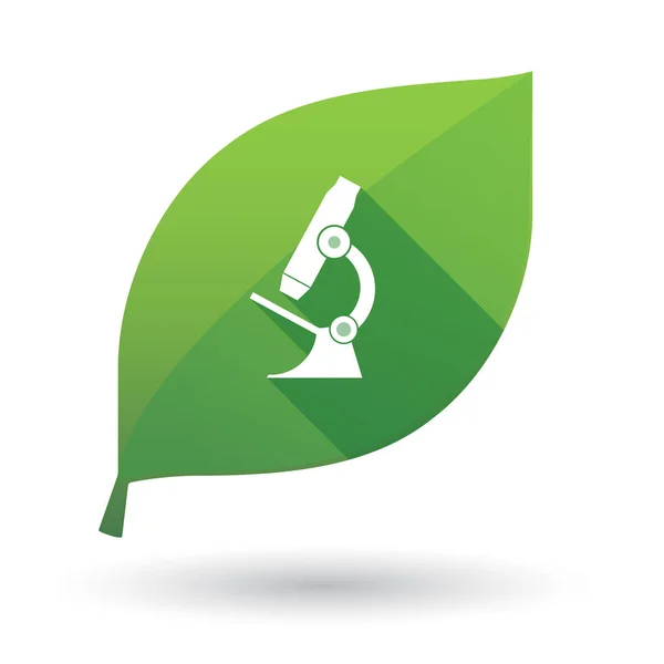 Geïsoleerde groen blad met een Microscoop-pictogram — Stockvector