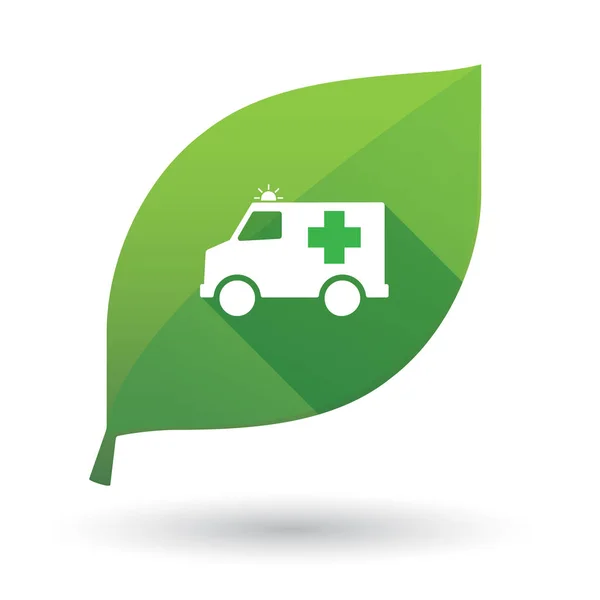 Geïsoleerde groen blad met een ambulance-pictogram — Stockvector