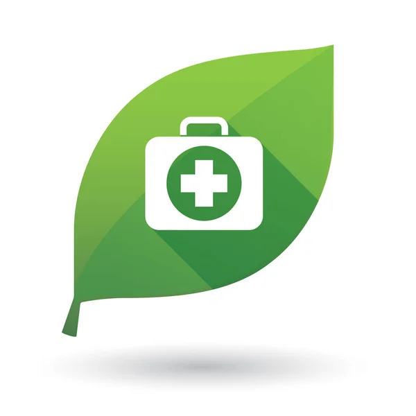 Isolated green leaf with  a first aid kit icon — Stock Vector