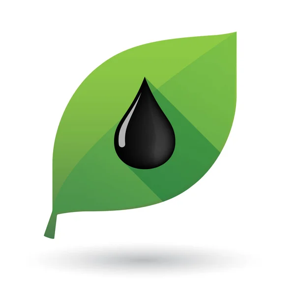 Zielony liść na białym tle z ikoną kropla oleju — Wektor stockowy