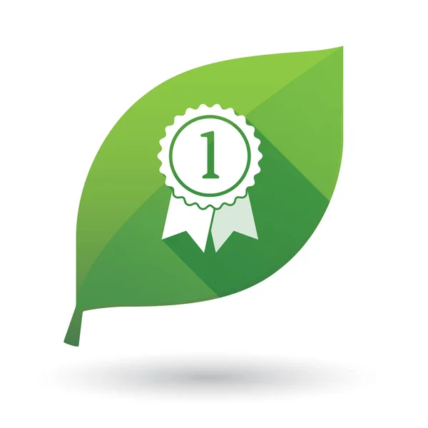 Geïsoleerde groen blad met een lint-award — Stockvector
