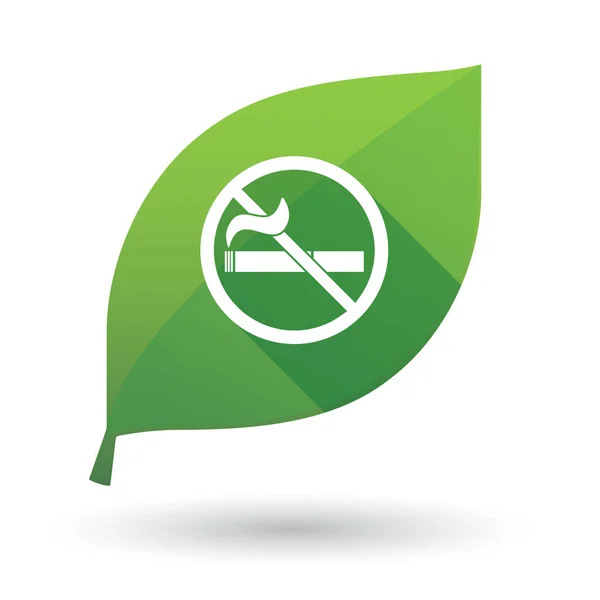 Isolated green leaf with  a no smoking sign — Stock Vector