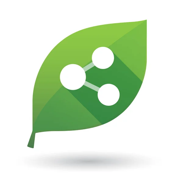 Zielony liść na białym tle ze znakiem sieci — Wektor stockowy