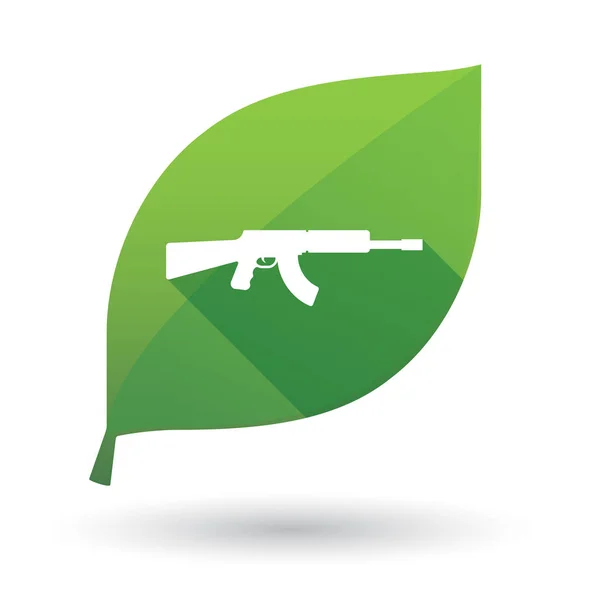 Elszigetelt zöld levél, a géppuska jele — Stock Vector