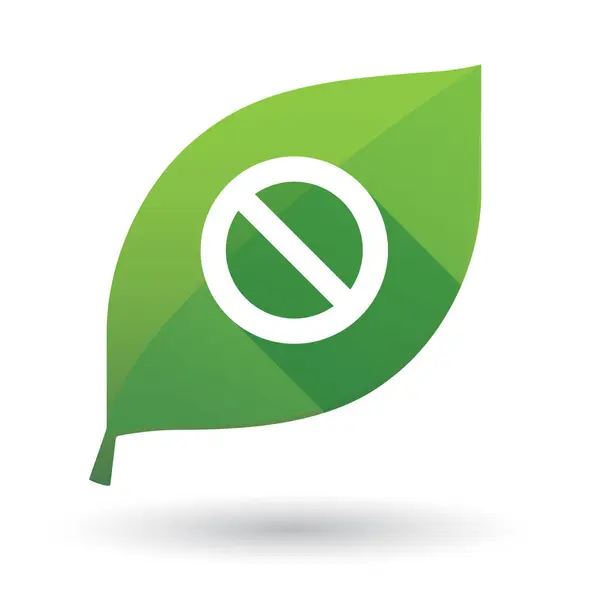 Folha verde isolada com um sinal proibido — Vetor de Stock