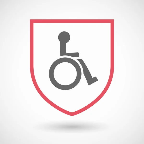 Isolated shield with  a human figure in a wheelchair icon — Stock Vector