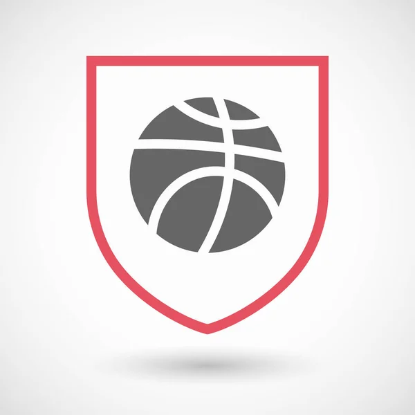 Escudo aislado con una pelota de baloncesto — Vector de stock