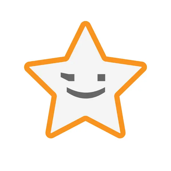 Απομονωμένο αστέρι με ένα νεύμα κείμενο πρόσωπο emoticon — Διανυσματικό Αρχείο