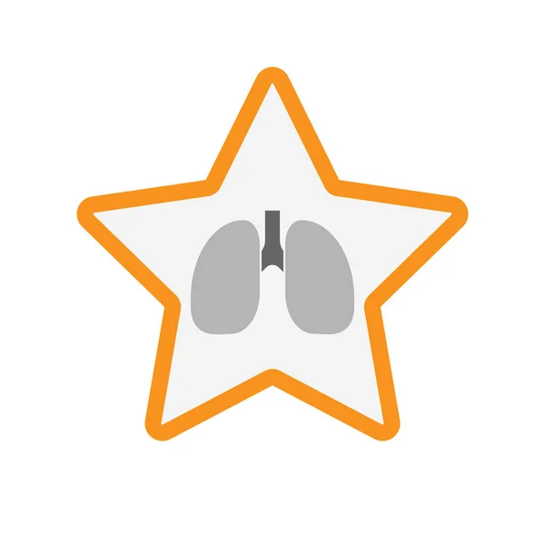 Isolated star with  a healthy human lung icon — Stock Vector