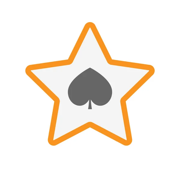 Étoile isolée avec le signe de la carte à jouer au poker pique — Image vectorielle