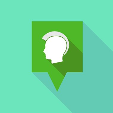 Uzun gölge tooltip ile bir erkek punk baş siluet