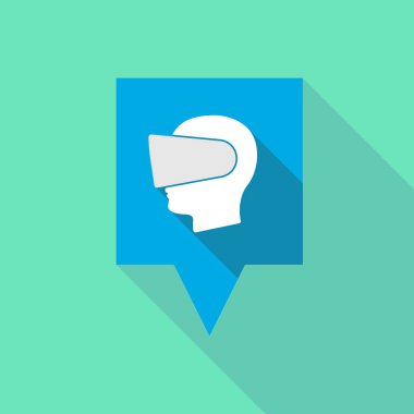 Uzun gölge tooltip sanal gerçeklik giyen bir erkek başı 