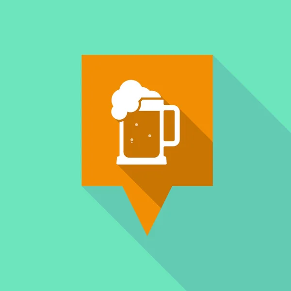 Dlouhý stín popisku s ikonou sklenice piva — Stockový vektor
