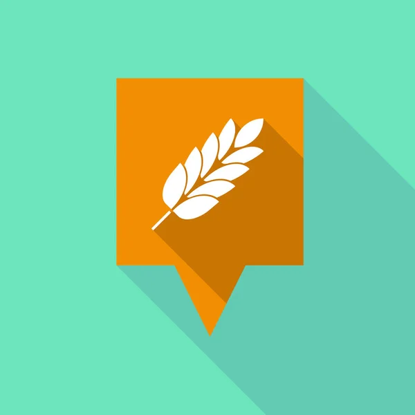 Dlouhý stín popis tlačítka s ikonou rostlin pšenice — Stockový vektor