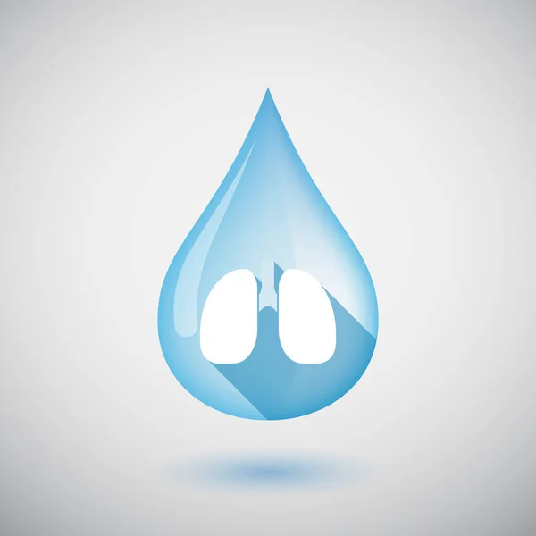 Isolierter Wassertropfen mit einem gesunden menschlichen Lungensymbol — Stockvektor