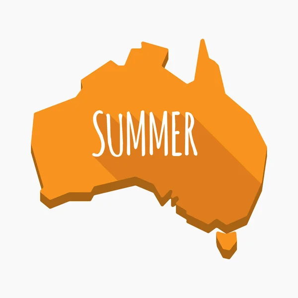 Isolierte australische Landkarte mit dem Text Sommer — Stockvektor
