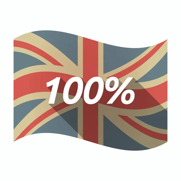 Isolated UK flag with    the text 100% — Stock Vector