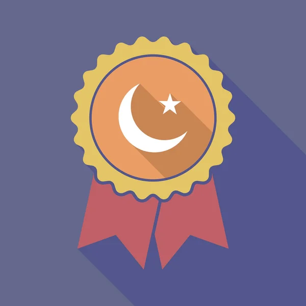 Long shadow badge with an islam sign — Stock Vector