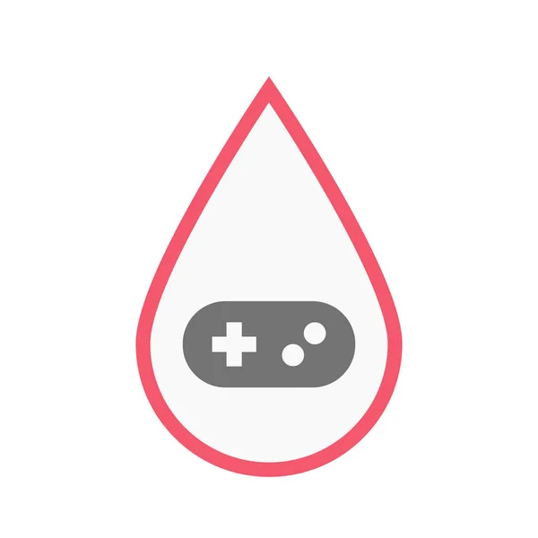 Απομονωμένη αίμα σταγόνα με ένα χειριστήριο παιχνιδιού — Διανυσματικό Αρχείο