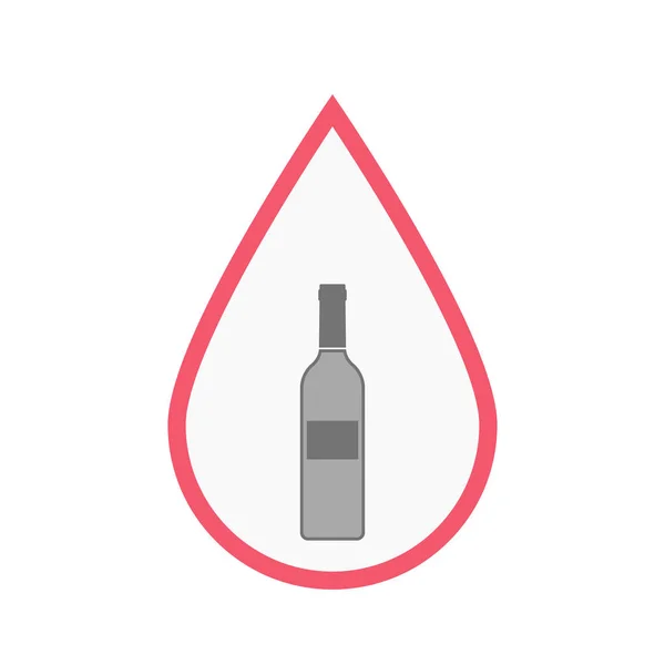 Isolerade blod släppa med en flaska vin — Stock vektor