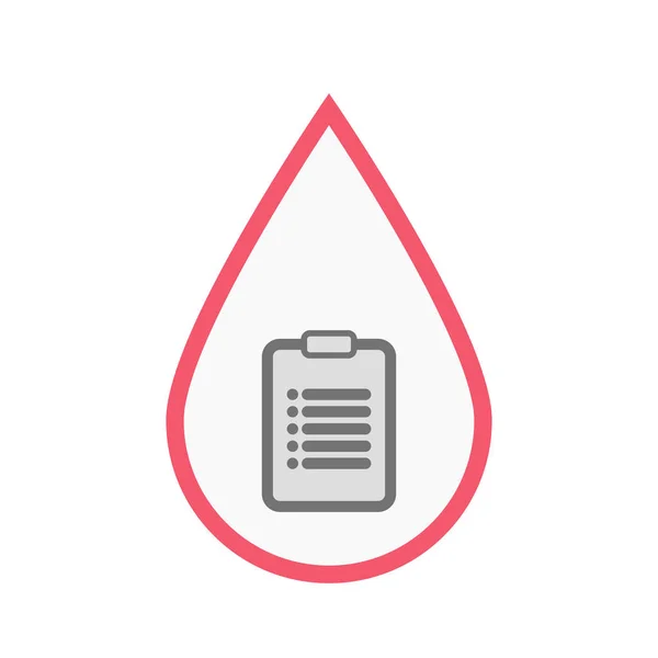 Gota de sangre aislada con un informe — Vector de stock